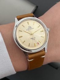 Wristwatches Vintage Shanghai Watch Men 37mm Hand Wind Mechanical Retro Style 7120 Movement Antique Clocks Homage Classic 1963