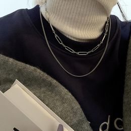 Chains Evimi 925 Silver Color Double Chain Sweater Necklace For Women Temperament Simple French Vintage Ornaments