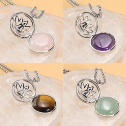 Pendant Necklaces Natural Stone Crystal Necklace Amethyst Opal Aventurine Jade Charms Stainless Steel Chain Jewelry Accessories
