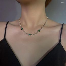 Chains 316L Stainless Steel Simplicity Retro Square Zircon Clavicle Chain Necklace For Women Fashion Jewelry Party Gift SAN1498