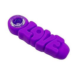 New Style Colourful Silicone Pipes Innovative Love Shape Portable Easy Clean Glass Nineholes Philtre Spoon Bowl Herb Tobacco Cigarette Holder Hand Smoking DHL