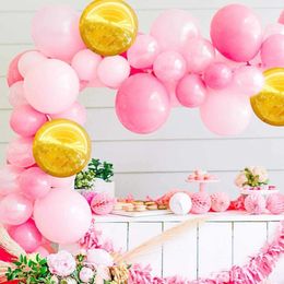 Decoration 124Pcs Pink Gold Balloon Garland Metal Balloon Wedding Bridal Shower Girl Birthday Baby Shower Decoration R230812