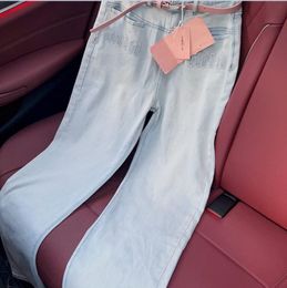 2023-Original Silk Vintage M-i Washed High Edition Jeans Worn Out High Waist Straight Leg Wide Leg Pants Thin Style