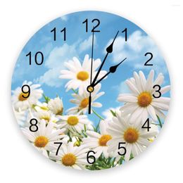 Wall Clocks White Chrysanthemum Sky Bedroom Clock Large Modern Kitchen Dinning Round Watches Living Room Watch Home Decor