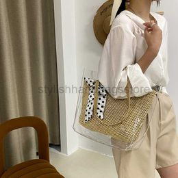 Shoulder Bags Jelly large bag large capacity summer 2022 new trendy and trendy niche ins shoulder bag straw woven bag tote bagstylishhandbagsstore
