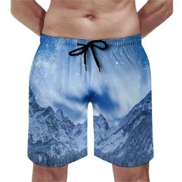 Men's Shorts Gym Winter Mountains Vintage Swim Trunks Fantasy Sky Print Man Quick Dry Sportswear Trendy Plus Size Beach