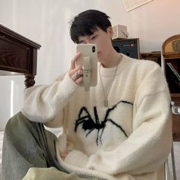 Men's Sweaters American Retro Soft Waxy Round Neck Sweater For Men Women Y2K Winter Ins Lazy Wind Loose Casual Thick Couple Sweater Jacket 230814