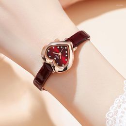 Wristwatches GEDI Fashion Love Shaped Ladies Watch 30m Waterproof Small Leather Quartz Wrist For Women Gift Girl Drop 51075