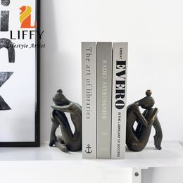 Decorative Objects Figurines LIFFY HumanShaped Resin NonSlip Decorative Bookends Set for Home Decorations of Bookshelves Study Desk Decorative Bookends 230812