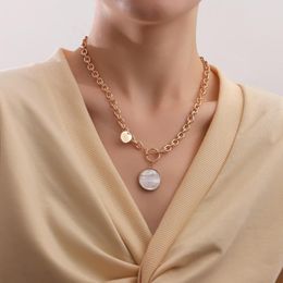 Pendant Necklaces Stainless Steel Pearl Shell Cross Necklace For Women Girl OT Section 2023 Trend Neck Chain Daily Party Jewellery Gift