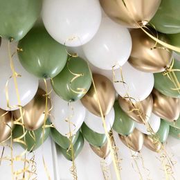 Decoration 20pcs 10inch Green White Gold Balloon Foil Balls For Birthday Wedding Jungle DIY Decoration Home Supplies