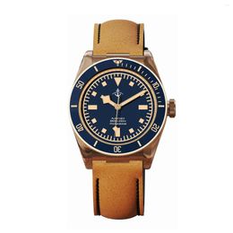 Wristwatches Hruodland CuSn8 Bronze Copper Retro 39mm Automatic Mechanical Sapphire C3 Vintage Luminous 20ATM Waterproof Men's Diver Watches