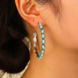 Hoop Earrings Turquoise Fashion Jewellery Stone Exaggerated Circle Earring For Women Beach Jewerly Gifts