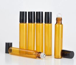 wholesale 1200pcs 10ml Amber Glass Roll On Bottle with Stainless Steel Roller Ball Essential LL