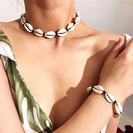Necklace Earrings Set Fashion Shell Choke Bracelet Handmade For Women Girls Hand Chain Female Jewelry Accessories