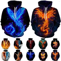 Men's Hoodies 2023 Fashion 3D Printing Sun Birds Phoenix Hoodie Men Women Boy Girl Kids Child Long-sleeved Drawstring Pullover Sweatshirt