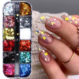 Nail Glitter Sparkly Butterfly Flakes Holographic Mirror Ultrathin Paillette Summer Theme Charm Sequin Manicure Slices Spangles 230814