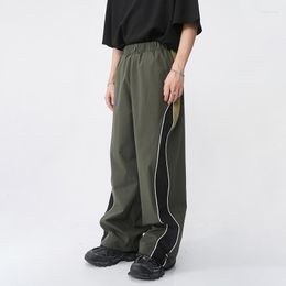 Men's Pants Contrast Colour Casual Sports Korean Loose Wide Leg Elastic Waist Staright Trousers 2023 Fashion Tide Wr8308