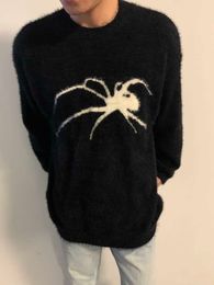 Imitation Mink Velvet Spider Jacquard Sweater For Men And Women In Autumn And Winter New Loose Fitting Couple's Knit Jacket Black and White