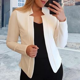 Women's Suits Spring Summer Autumn Chic Open Front Slim Fit Notched Collar Solid Colour For Streetwear Fashion Women