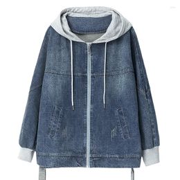 Women's Trench Coats Casual Denim Windbreaker Coat Spring And Autumn Wear 2023 Foreign Style Fashion Loose Hooded