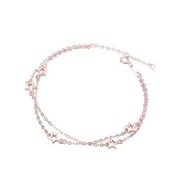 S925 Sterling Silver Bracelet Women's Fashion Simple Versatile Double Layer Pentagram Small Design