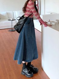Skirts Design Sense: Stitched Jeans Skirt A-shaped Umbrella Summer Korean Version 2023 High Waist Thin Women's Wear