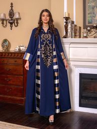 Casual Dresses Women Elegant Maxi 2023 Luxury Sequin Embroidery Long Sleeve Abaya Muslim Turkish Evening Party Robe Vestido