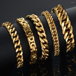 Link Bracelets High Quality Stainless Steel For Men Gold Silver Colour Punk Curb Cuban Chain On The Hand Jewellery Gifts