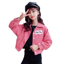 Jackets Girls Fashion Clothing Plaid Jacket Spring Autumn Casual Outwear Children's Blazer Teenage Clothes Tops 8 10 12 14Y 230814