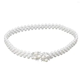 Belts 1PC Woman Fashion Female Waist Belt Elastic Waistband Delicate Dress Rhinestone Pearl Slender