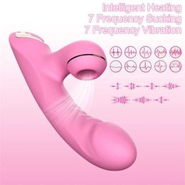 NXY Vibrators Rabbit Vibrator 7 Strong Vibration Dildo Heating Vagina Sucker Clitoral Stimulator Adult Sex Toy for Women Masturbator 230809