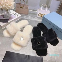 Designer -Classic Soft Napa Plush Slippers Autumn Winter Platform Cotton Sandals Sandals Women Luxury Designer High Heels