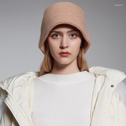 Berets Bucket Hat Knit Women Autumn Winter Wool Warm Skiing Accessory For Outdoors Cap Luxury