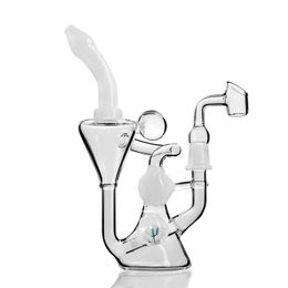 Heady Glass Bongs Double Recycler White Bong Unique Chamber Oil Dab Rigs Cone Base Flower Decor Chamber Glass Water Pipe with 14mm Joint