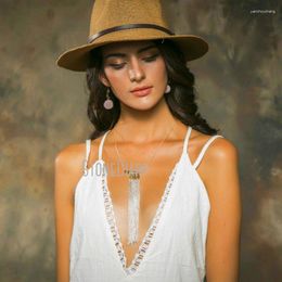 Pendant Necklaces NM23653 Light Khaki Polyester Rope U Shaped Necklace Fringe Tassel Bohemian For Women