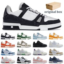 Designer Shoes With Original Box White Black Sky Blue Green Yellow Denim White Orange Brown Mens Luxury Sneakers Trainer
