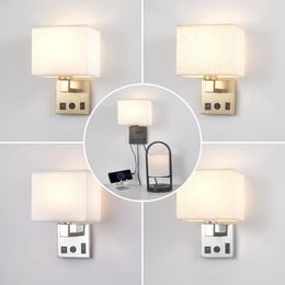 Wall Lamp LED Cloth Light With USB TYPE-C EU/US Switch And Plug El Bedside Reading Home Room Bedroom