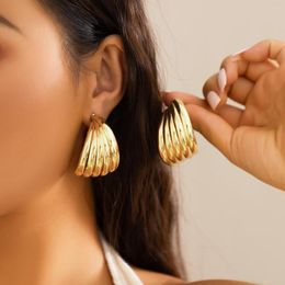 Hoop Earrings Ingemark Punk Vintage Smooth Metal For Women Gold Colour C Shape Circle Geometric Trendy Jewellery Gifts