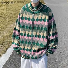 Men's Sweaters Sweatshirt cardigan men's zippered clothing bag Youth Harajuku retro American fashion cool street clothing knit Ins personal Kpop Z230814