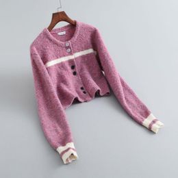 Women's Knits 2023 Women Autumn Sweater O-Neck Long Sleeve Short Cardigans Coat Tops Winter Clothes