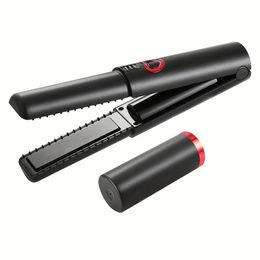 Missai YL0071Mini Cordless Hair Straightener USB Rechargeable Flat Iron Fast Heating Comb Wireless Heating Comb Hair Straightening Curler