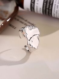 2023 European and American Hot 100% Selling S925 Sterling Silver Irregular Textured Retro Cool Style Small Design Sense Open Ring