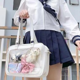 Evening Bags PU Shoulder Satchels Bag Transparent Crossbody Japanese Style Sweet Lolita Girls Fashion Casual Students Large Capacity