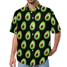 Men's Casual Shirts Funny Fruit Blouses Male Cute Avocado Print Hawaiian Short Sleeve Pattern Y2K Oversized Beach Shirt Gift Idea