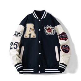 Men s Jackets American Retro Furry A Letter Embroidered Coat Men Y2K Street Hip Hop Trend Baseball Uniform Couple Casual Loose Jacket 230814