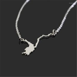 Pendant Necklaces Arrival Sell Stainless Steel Adirondack Lakes Map Necklace Charm Jewellery Statement For Woman And Men