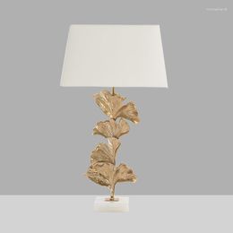 Table Lamps Modern Minimalist Personality Study Bedroom Neo-classical Model Room Living Leaf Copper Art Restaurant Bar Lamp