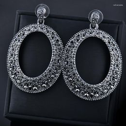 Dangle Earrings LEEKER Vintage Black Squares Multiple Cubic Zircon Drop For Women Mixed Style Fashion Jewelry Accessories 024 LK2