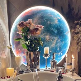 Wall Lamps Moon lamp Earth Wall Lamp Modern LED Lights Hanging Painting Night Light Luxury Bedroom Bedside Background Home Decor lustre HKD230814